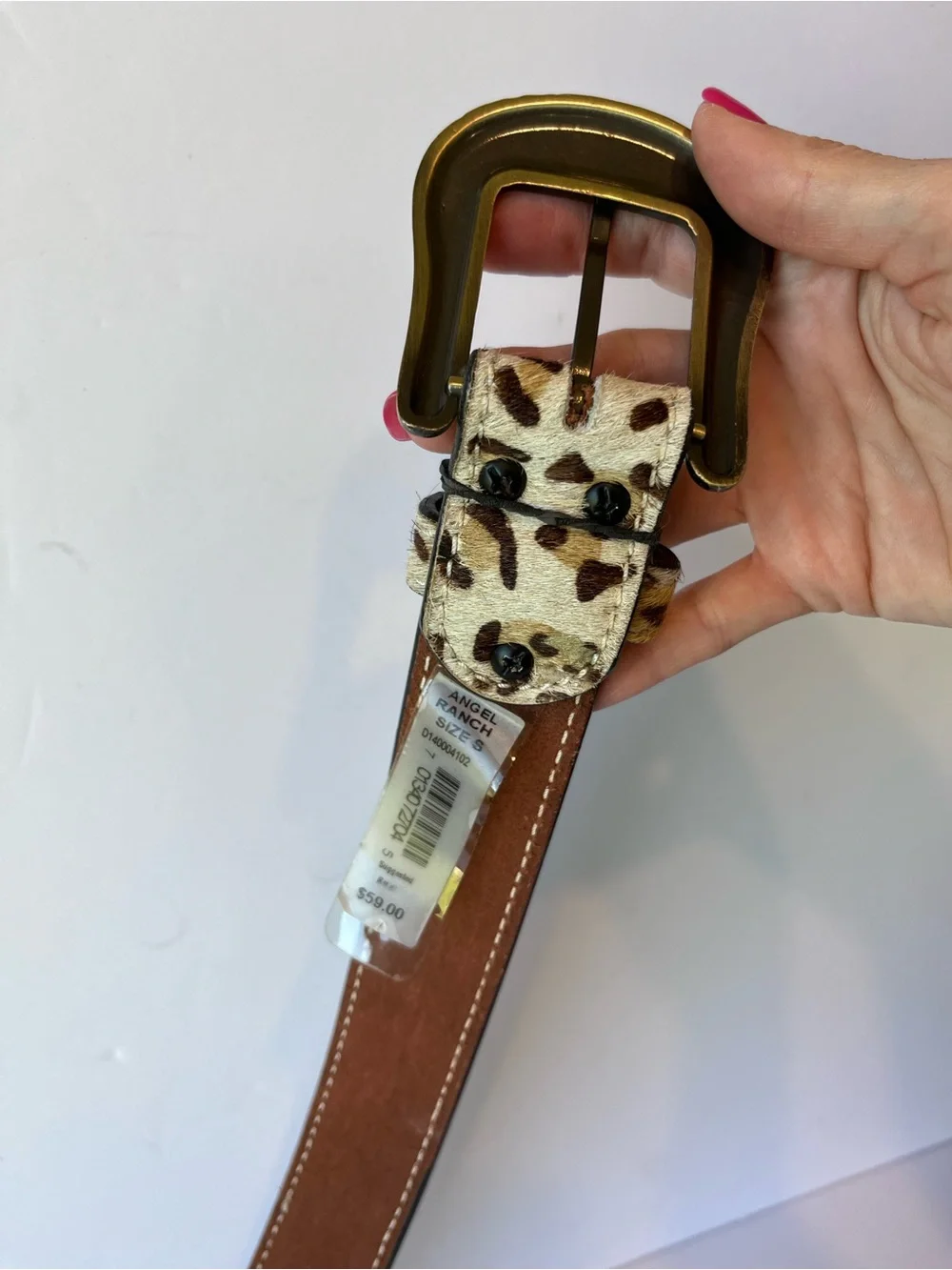 Angel Ranch Calf Hair Western Cheetah Belt - Picture 2 of 9